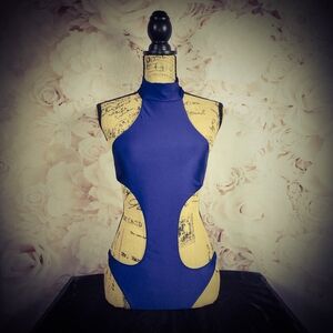 Small Navy Blue Forplay High Neck One Piece Bathing Suit